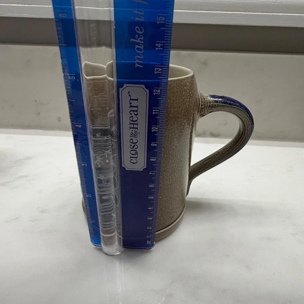 Goebel Merkelbach Saltglaze Beer Stein‎ Mug Tan Blue Size 0.5L Vintage Stoneware